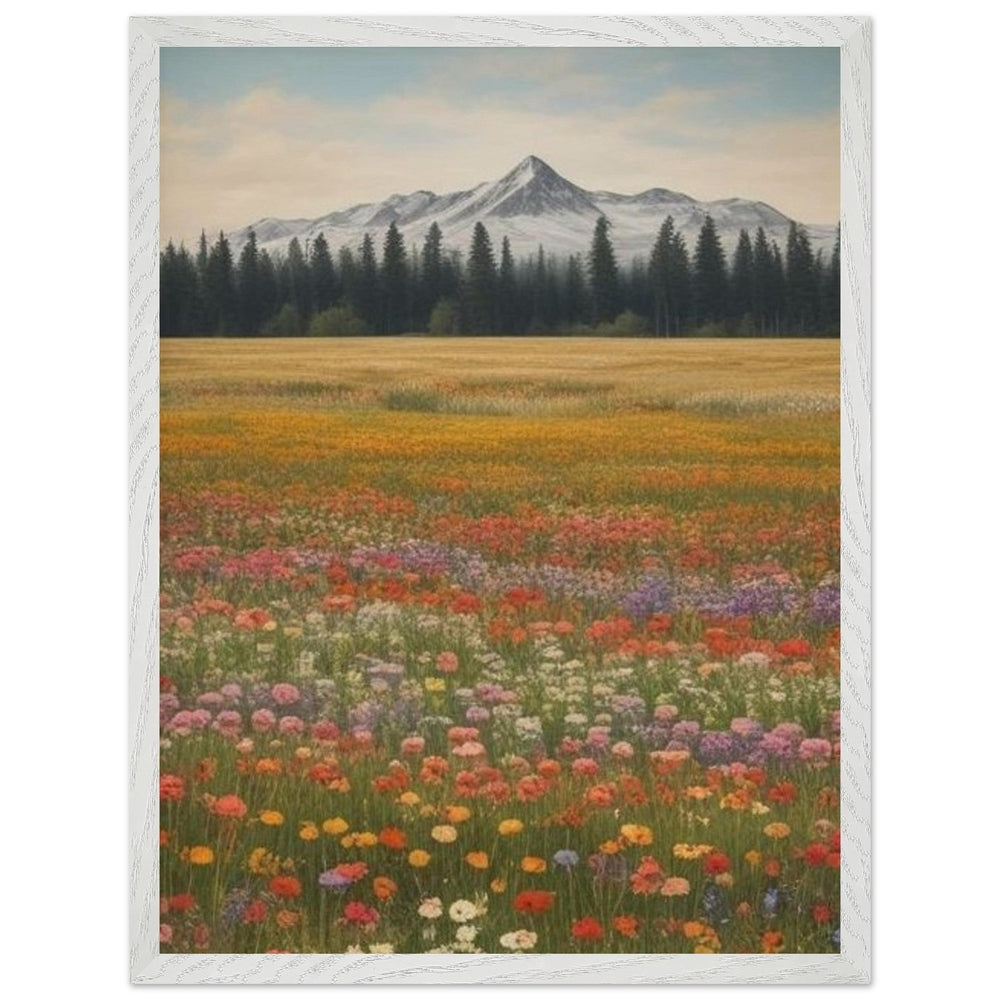 Wildflowers in a Field: Premium Wooden Framed Poster on Museum-Quality Matte Paper