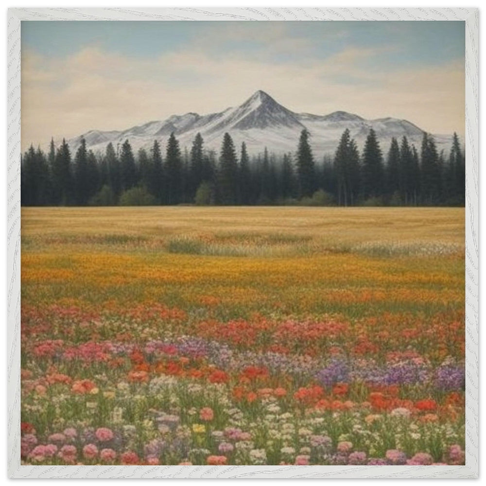 Wildflowers in a Field: Premium Wooden Framed Poster on Museum-Quality Matte Paper