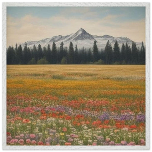 Wildflowers in a Field: Premium Wooden Framed Poster on Museum-Quality Matte Paper