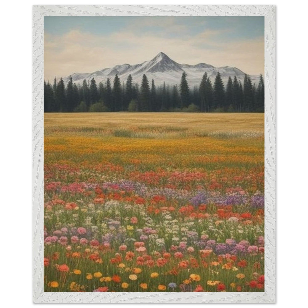 Wildflowers in a Field: Premium Wooden Framed Poster on Museum-Quality Matte Paper