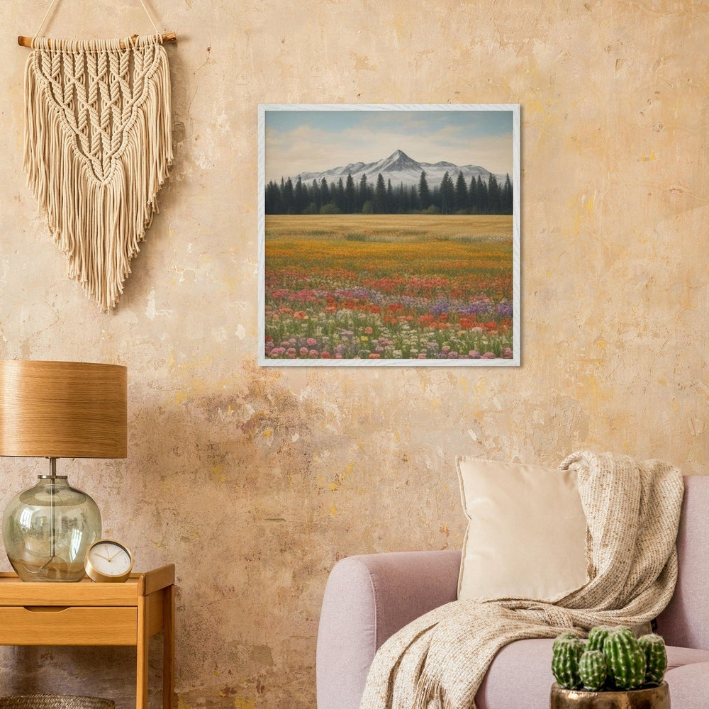 Wildflowers in a Field: Premium Wooden Framed Poster on Museum-Quality Matte Paper