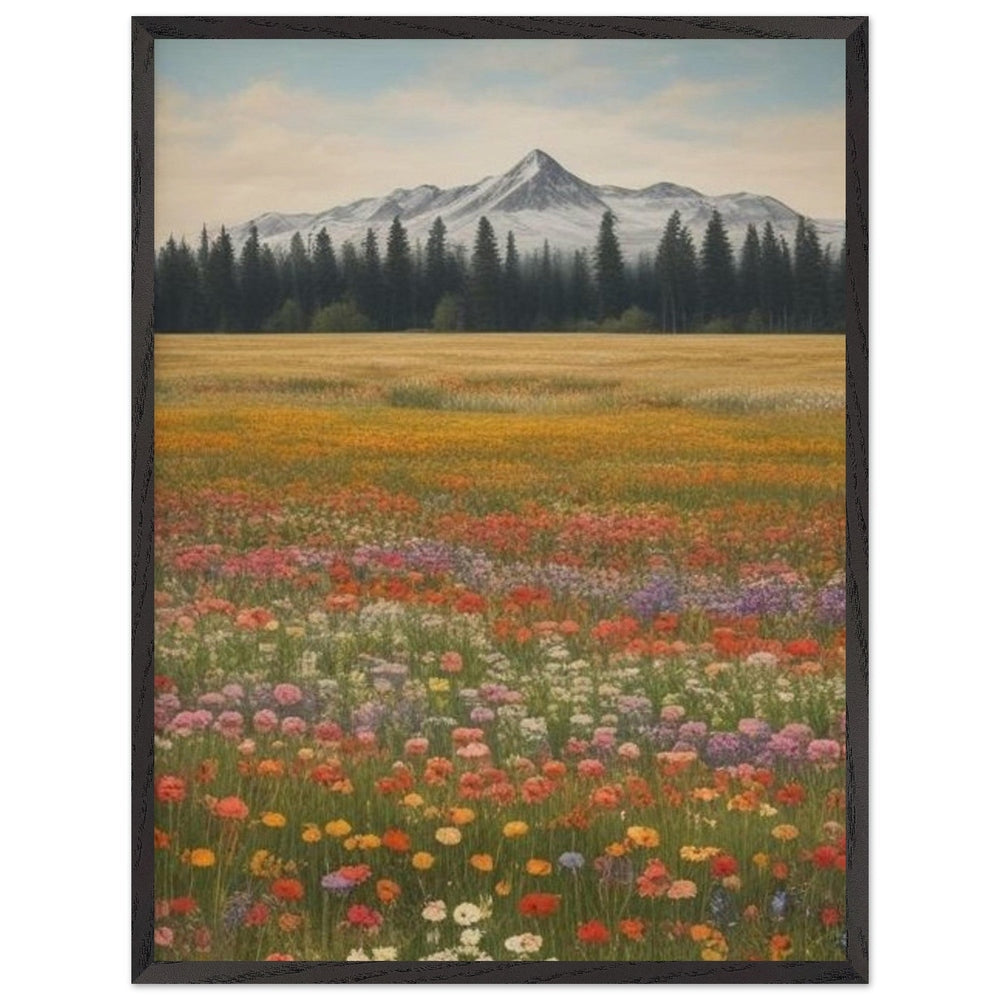 Wildflowers in a Field: Premium Wooden Framed Poster on Museum-Quality Matte Paper