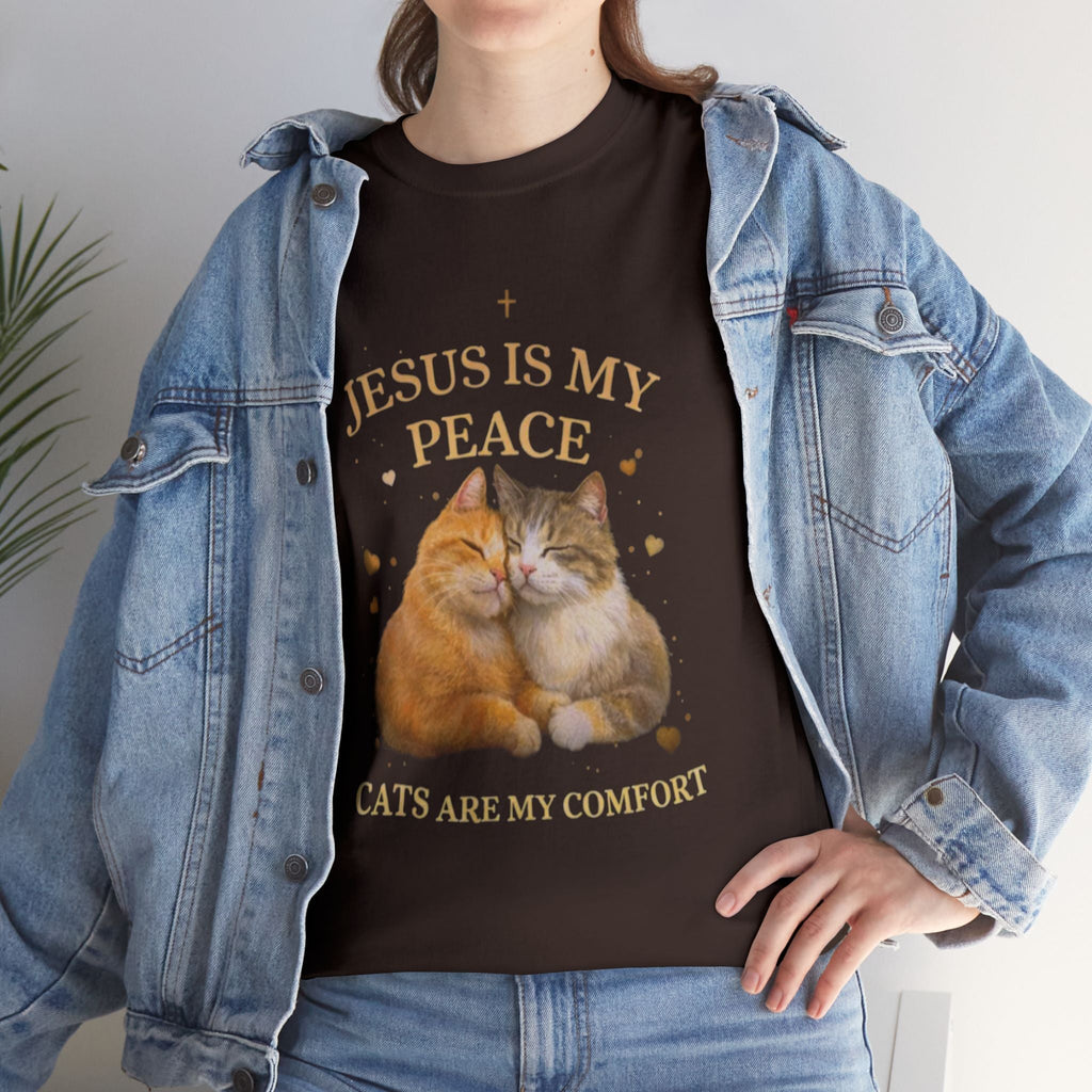 Gesù è la mia pace, i gatti sono il mio conforto - T-shirt