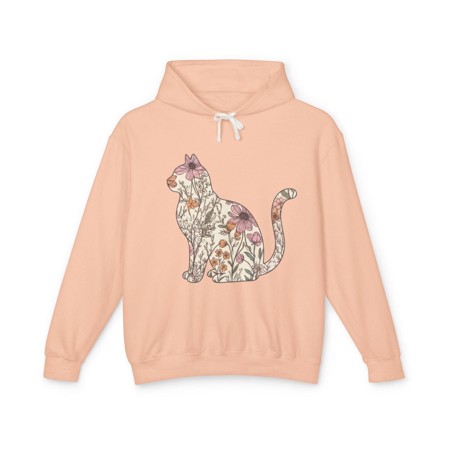 Floral Cat Hoodie | Watercolor Botanical Cat Sweatshirt