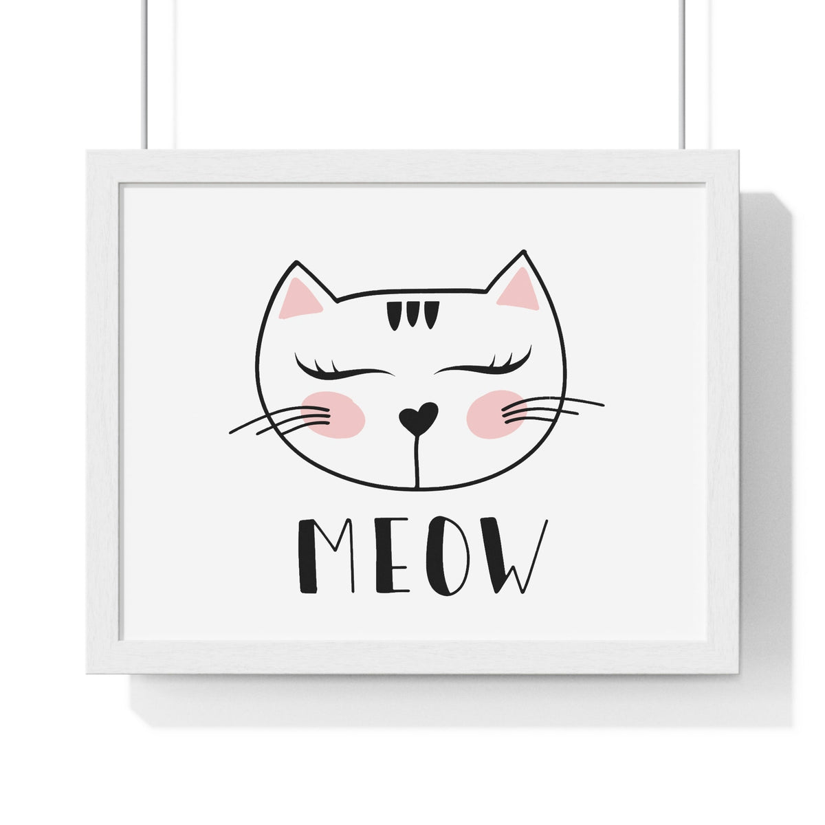 Poster da parete Gatto "Meow" Carina Stampa orizzontale incorniciata per cameretta
