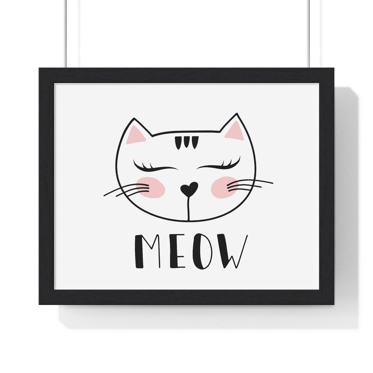 Poster da parete Gatto "Meow" Carina Stampa orizzontale incorniciata per cameretta