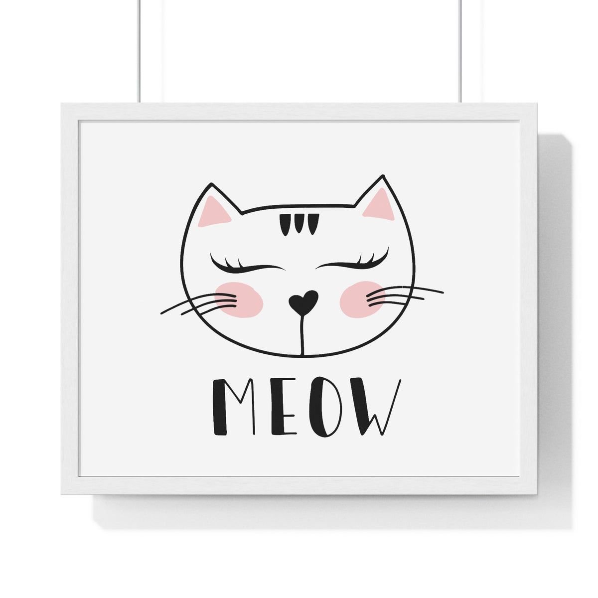 Poster da parete Gatto "Meow" Carina Stampa orizzontale incorniciata per cameretta