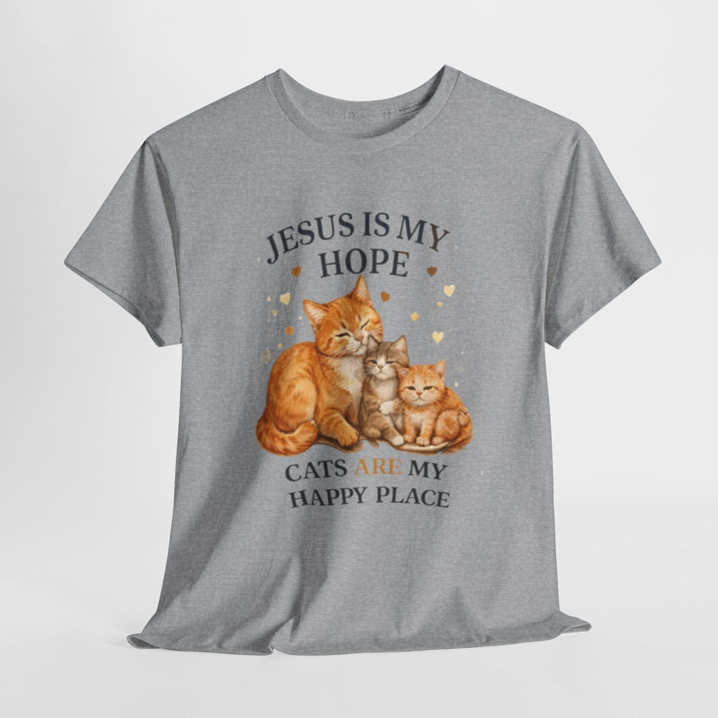 Gesù è la mia speranza i gatti sono il mio posto felice Maglietta