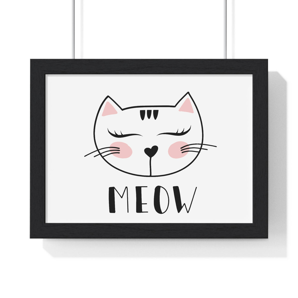 Poster da parete Gatto "Meow" Carina Stampa orizzontale incorniciata per cameretta