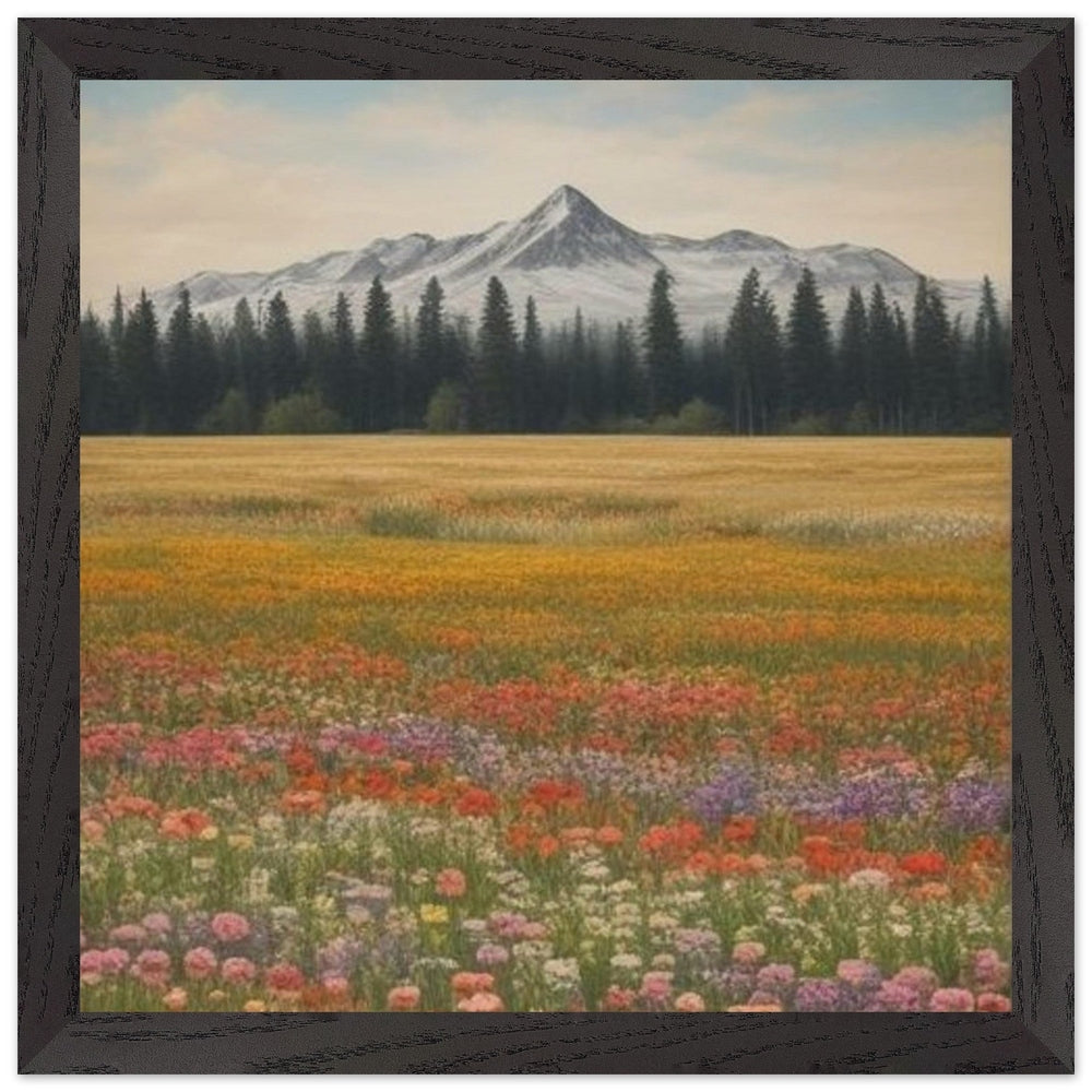 Wildflowers in a Field: Premium Wooden Framed Poster on Museum-Quality Matte Paper