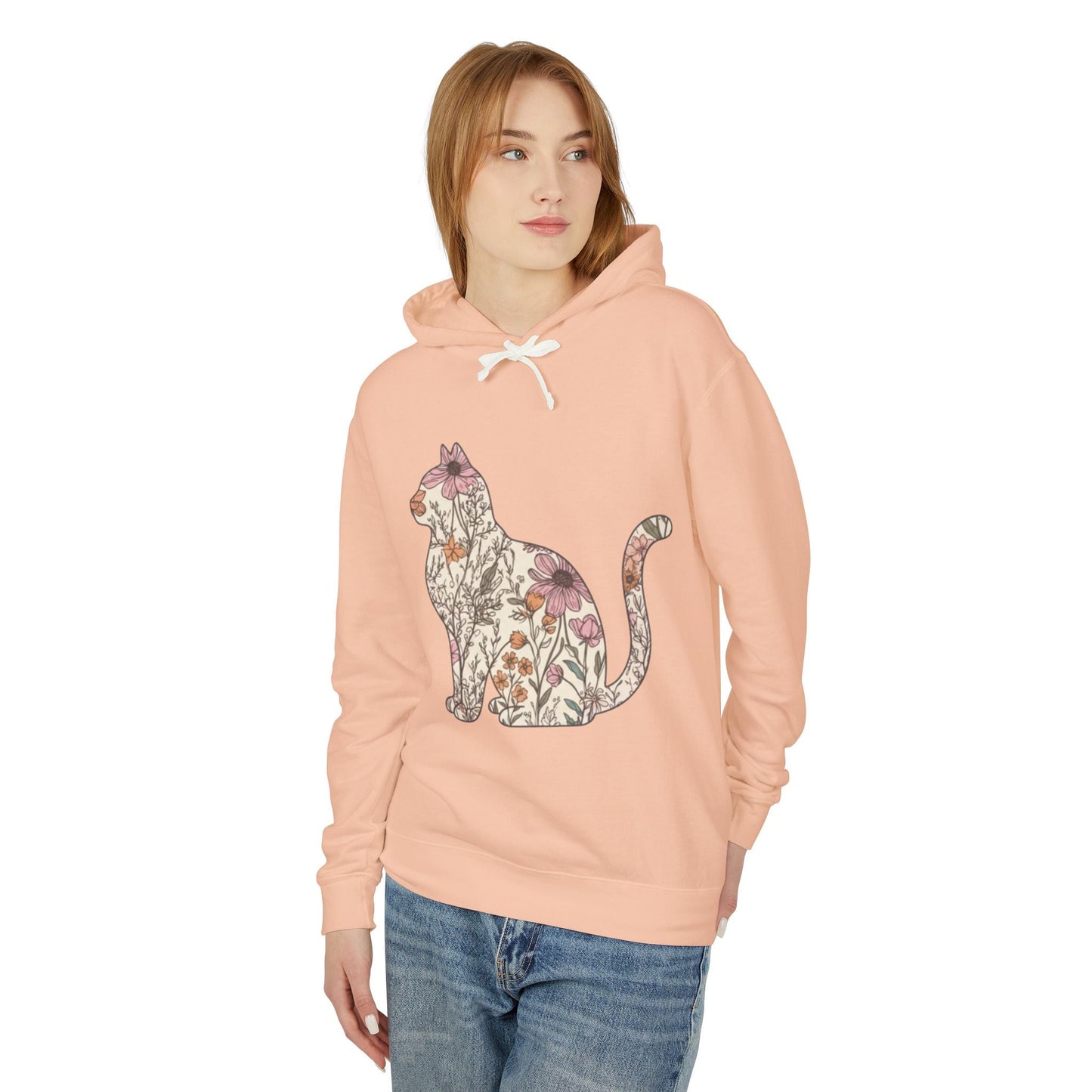 Floral Cat Hoodie | Watercolor Botanical Cat Sweatshirt
