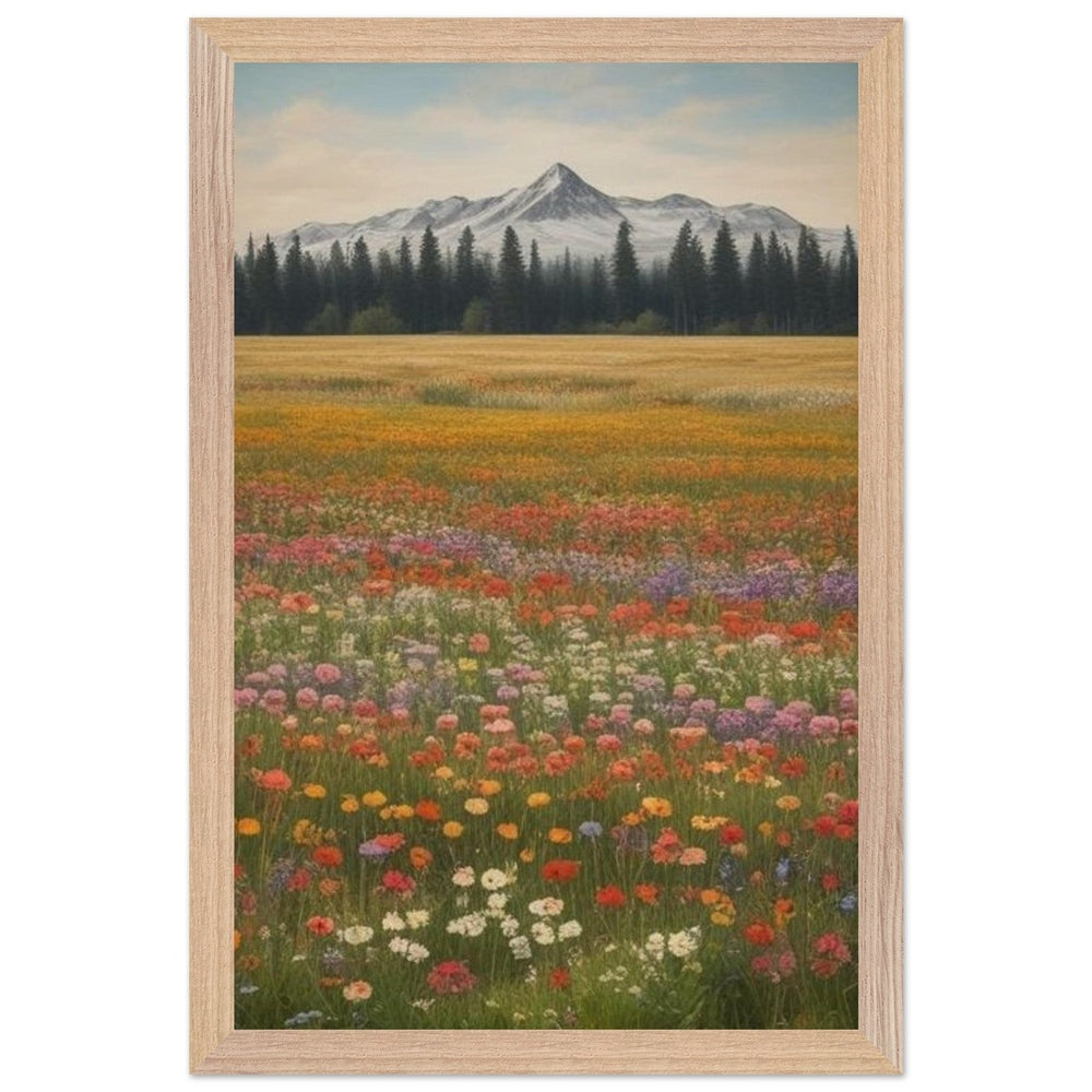 Wildflowers in a Field: Premium Wooden Framed Poster on Museum-Quality Matte Paper
