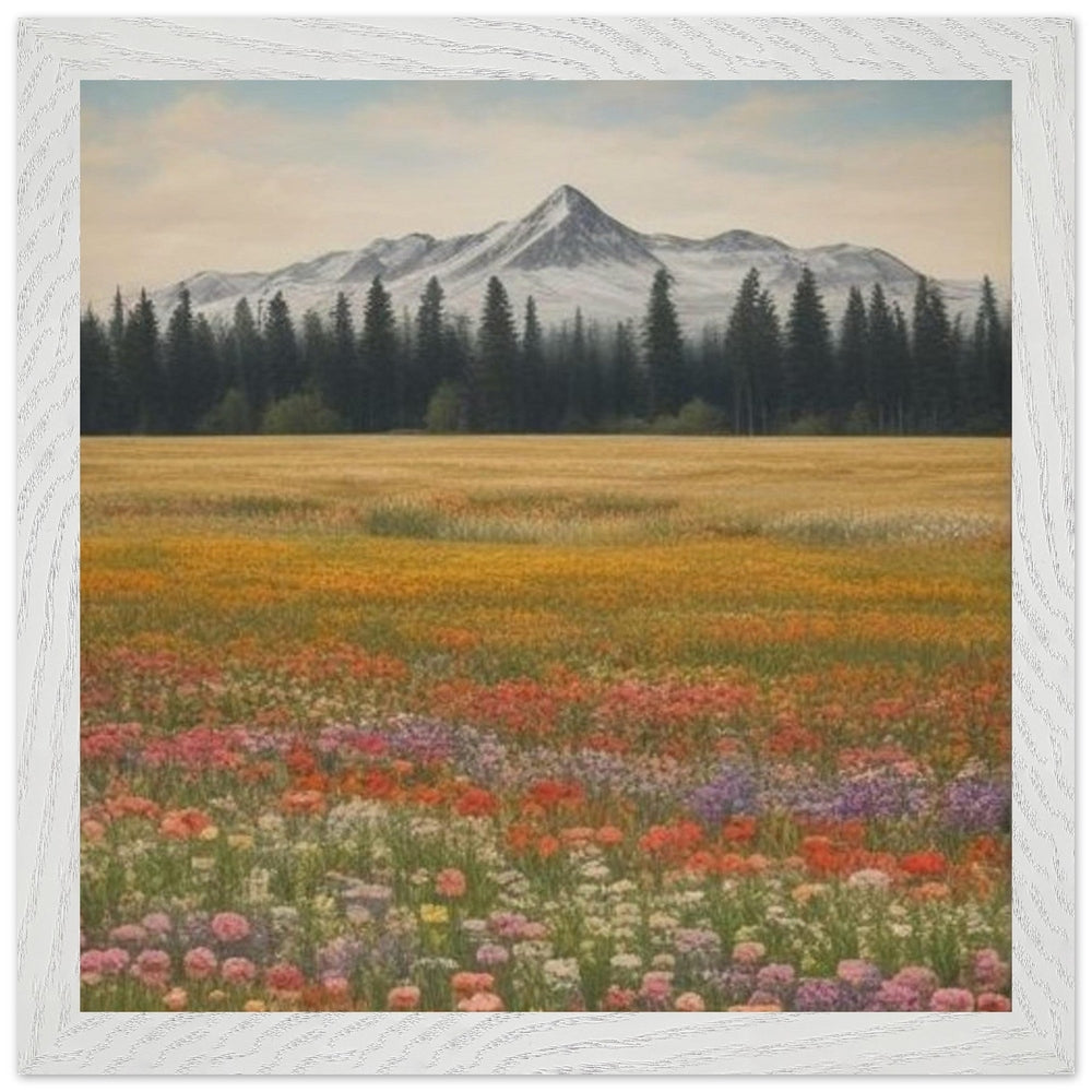 Wildflowers in a Field: Premium Wooden Framed Poster on Museum-Quality Matte Paper