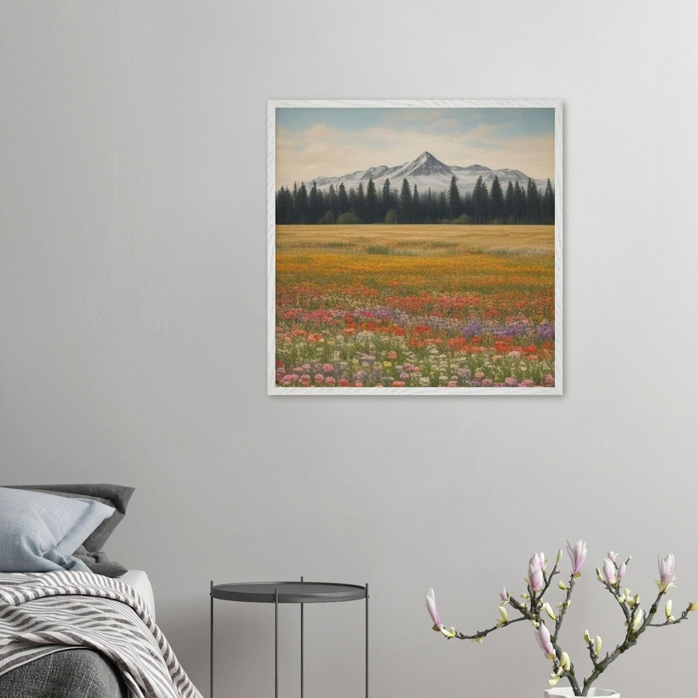 Wildflowers in a Field: Premium Wooden Framed Poster on Museum-Quality Matte Paper