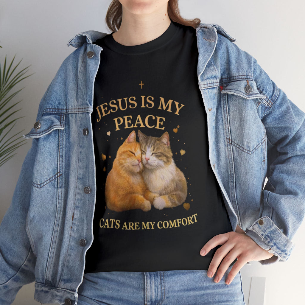 Gesù è la mia pace, i gatti sono il mio conforto - T-shirt