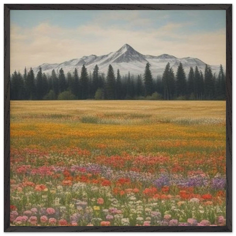 Wildflowers in a Field: Premium Wooden Framed Poster on Museum-Quality Matte Paper