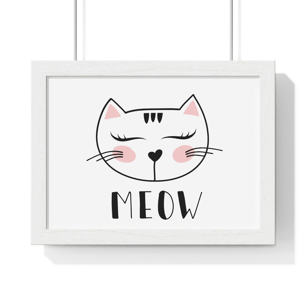 Poster da parete Gatto "Meow" Carina Stampa orizzontale incorniciata per cameretta