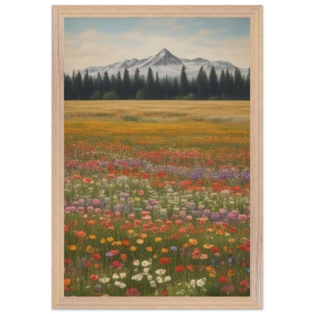 Wildflowers in a Field: Premium Wooden Framed Poster on Museum-Quality Matte Paper