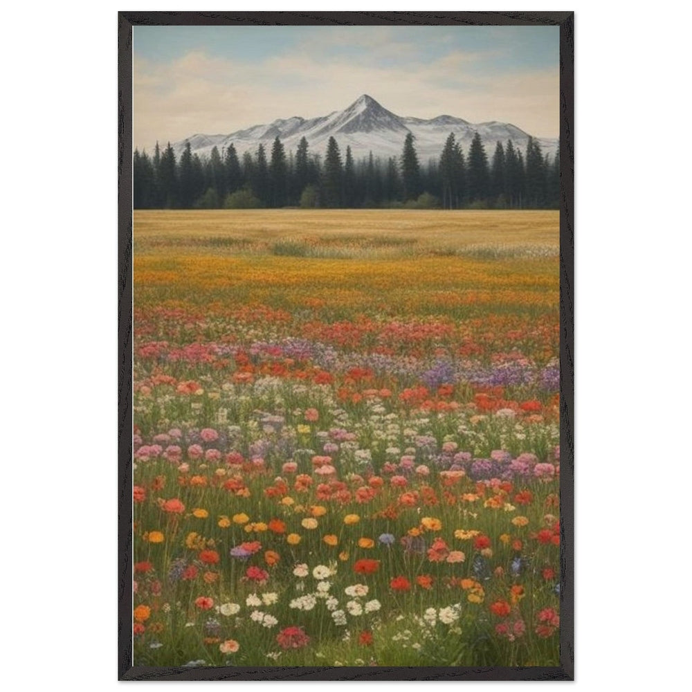 Wildflowers in a Field: Premium Wooden Framed Poster on Museum-Quality Matte Paper
