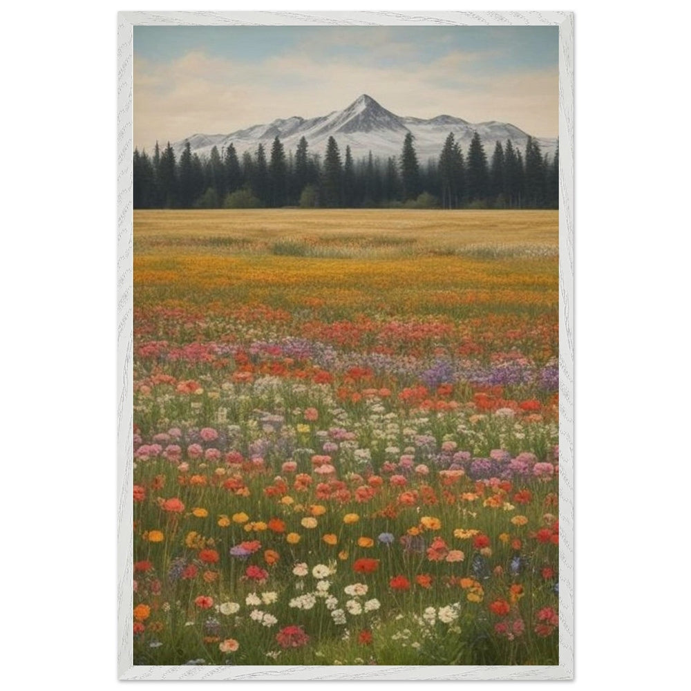Wildflowers in a Field: Premium Wooden Framed Poster on Museum-Quality Matte Paper