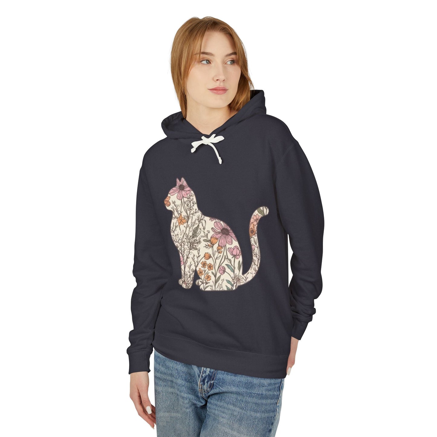 Floral Cat Hoodie | Watercolor Botanical Cat Sweatshirt