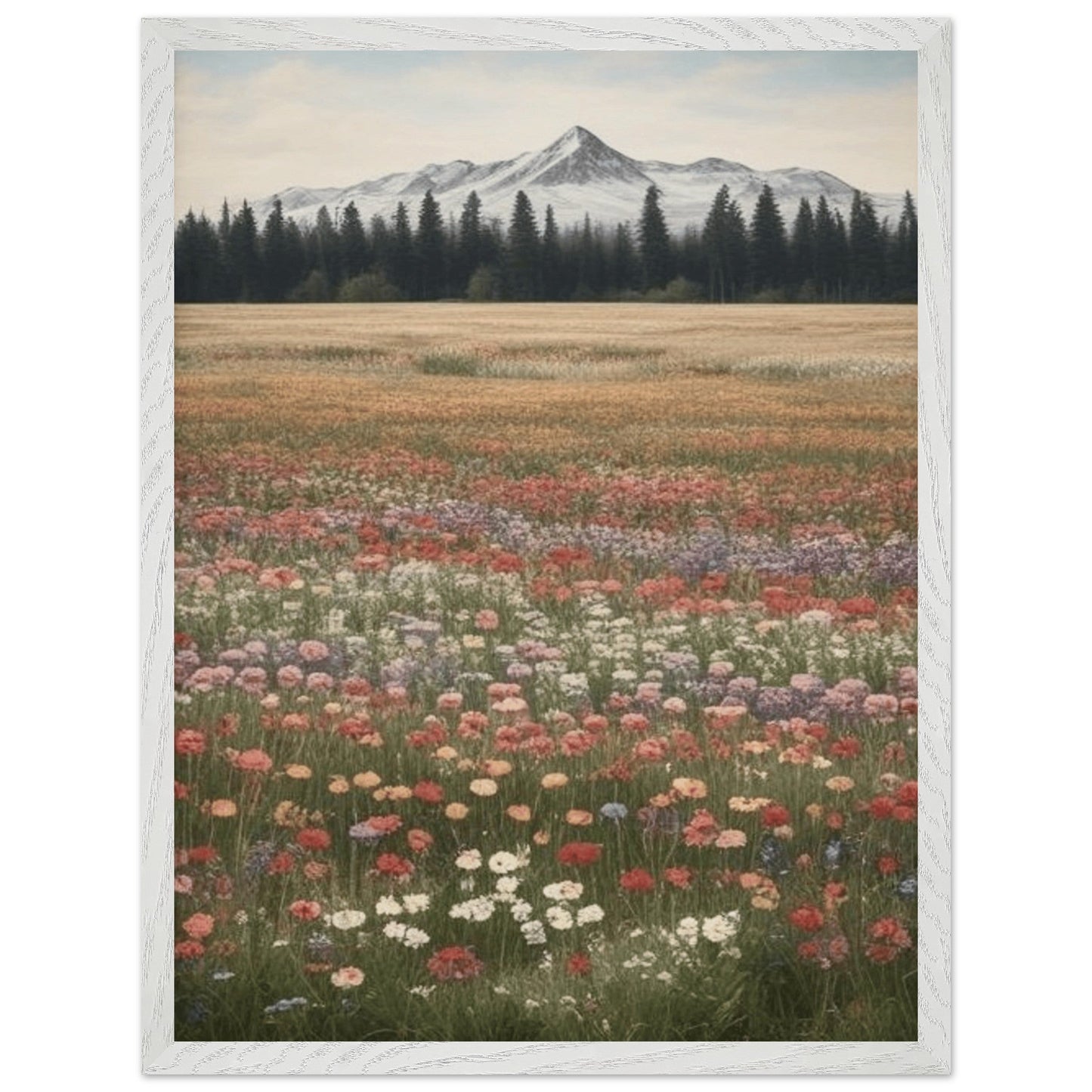Wildflowers in a Field - Premium Wooden Framed Poster with Museum-Quality Matte Paper