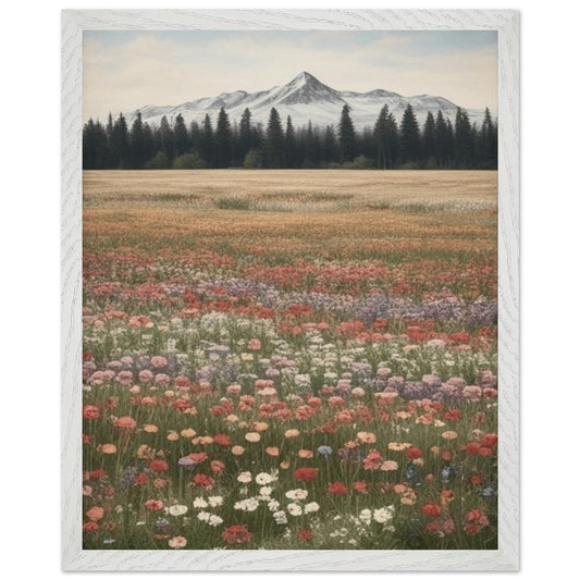 Wildflowers in a Field - Premium Wooden Framed Poster with Museum-Quality Matte Paper