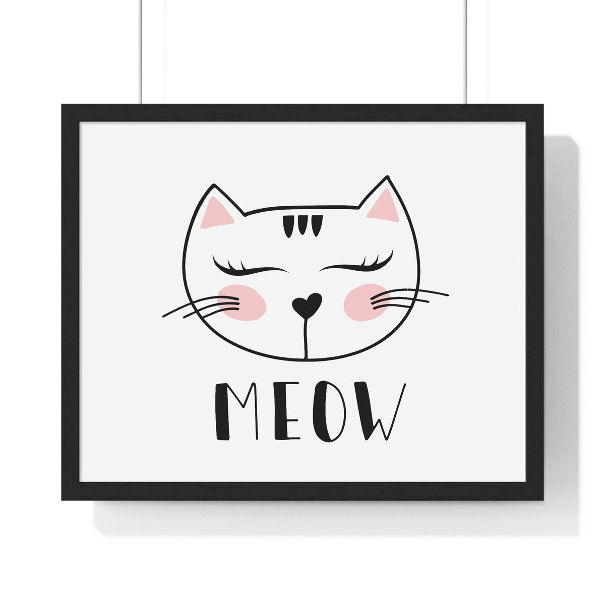 Poster da parete Gatto "Meow" Carina Stampa orizzontale incorniciata per cameretta