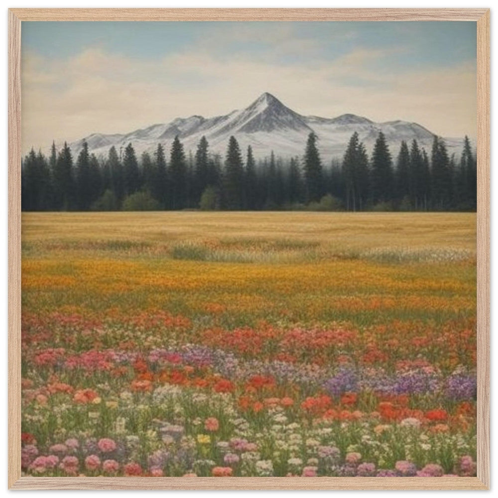 Wildflowers in a Field: Premium Wooden Framed Poster on Museum-Quality Matte Paper