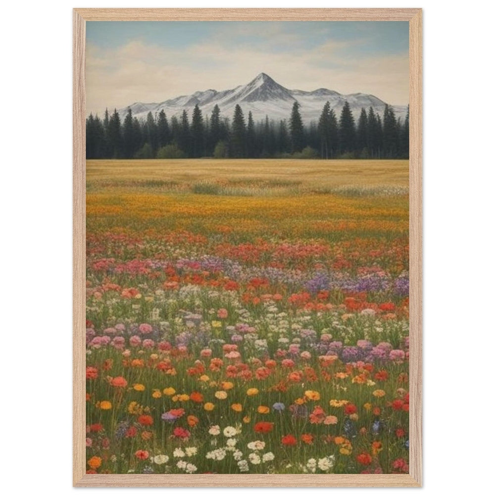 Wildflowers in a Field: Premium Wooden Framed Poster on Museum-Quality Matte Paper
