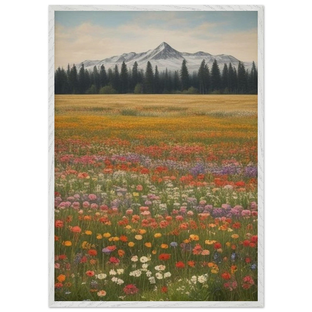 Wildflowers in a Field: Premium Wooden Framed Poster on Museum-Quality Matte Paper