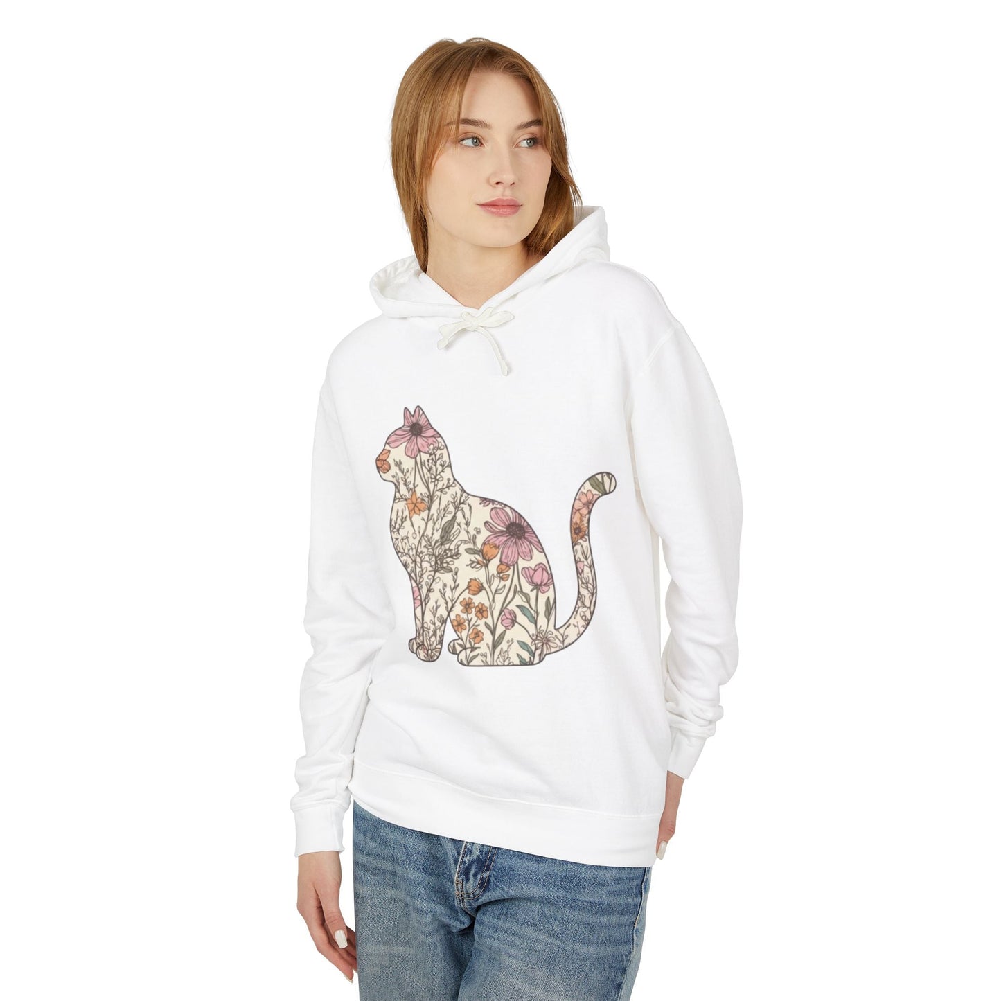 Floral Cat Hoodie | Watercolor Botanical Cat Sweatshirt