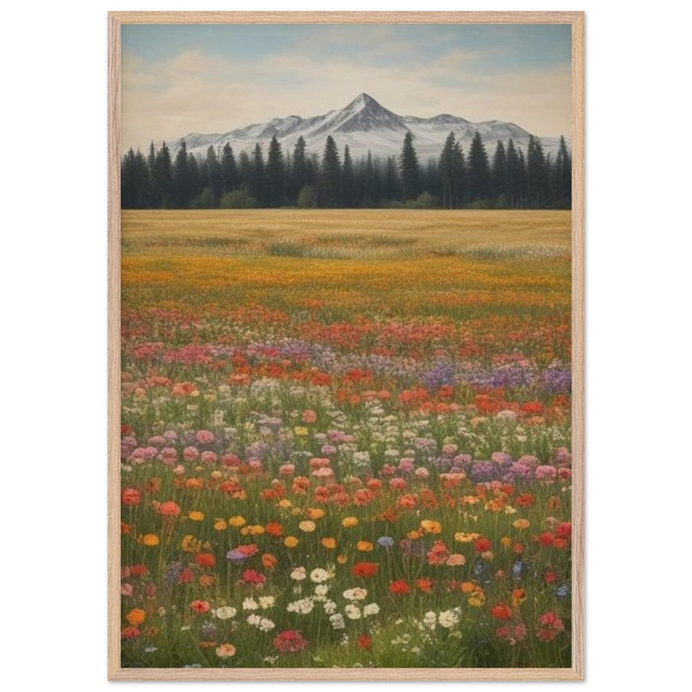 Wildflowers in a Field: Premium Wooden Framed Poster on Museum-Quality Matte Paper