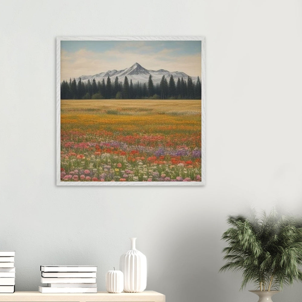 Wildflowers in a Field: Premium Wooden Framed Poster on Museum-Quality Matte Paper