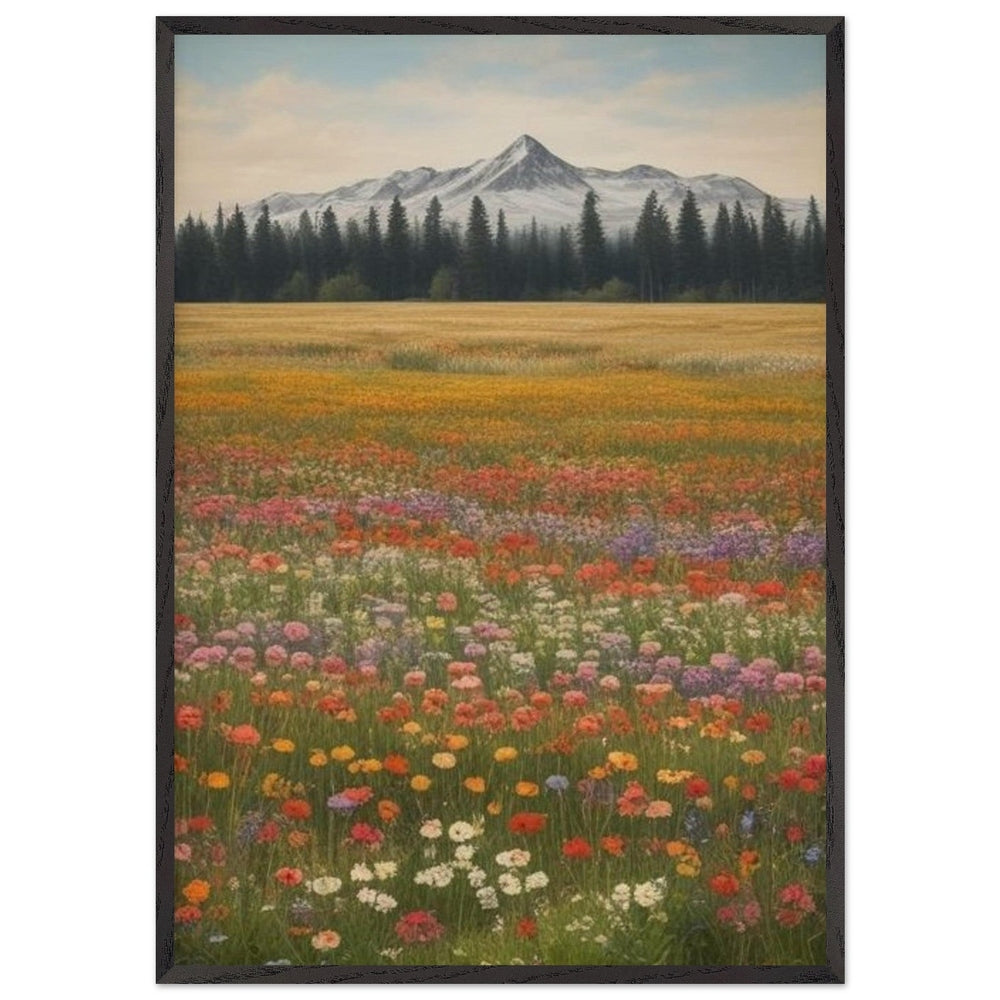Wildflowers in a Field: Premium Wooden Framed Poster on Museum-Quality Matte Paper