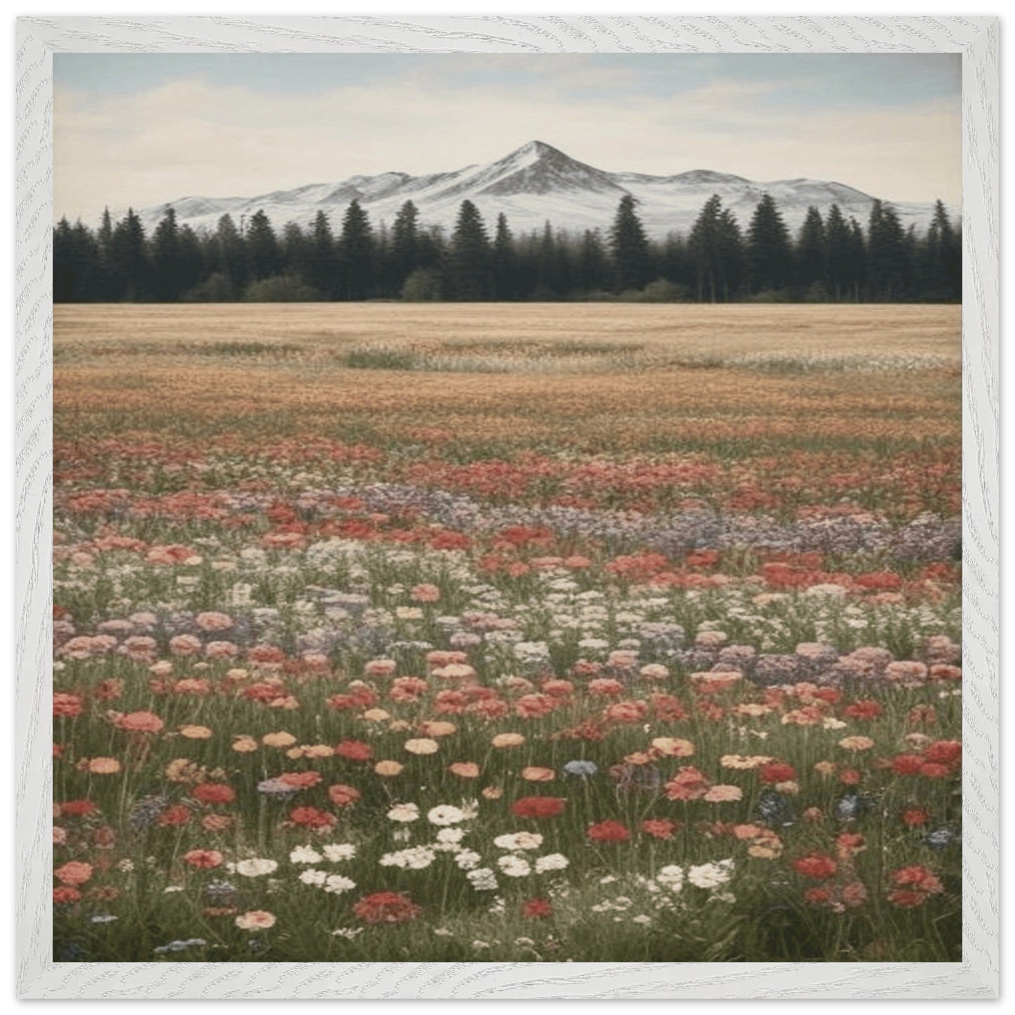 Wildflowers in a Field - Premium Wooden Framed Poster with Museum-Quality Matte Paper