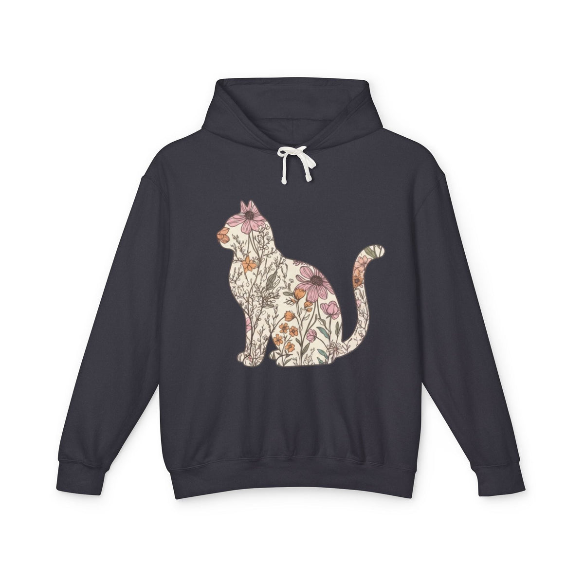 Felpa con cappuccio gatto floreale | Felpa gatto botanico acquerello