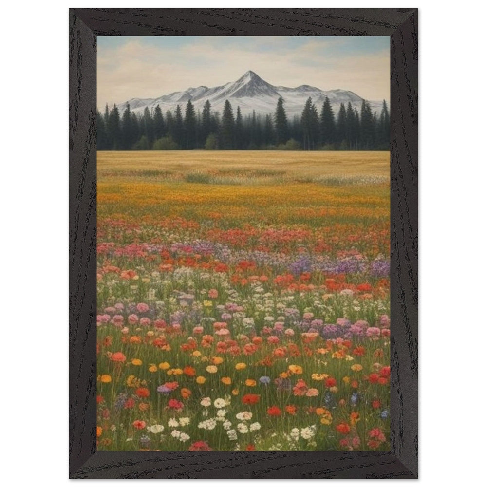 Wildflowers in a Field: Premium Wooden Framed Poster on Museum-Quality Matte Paper