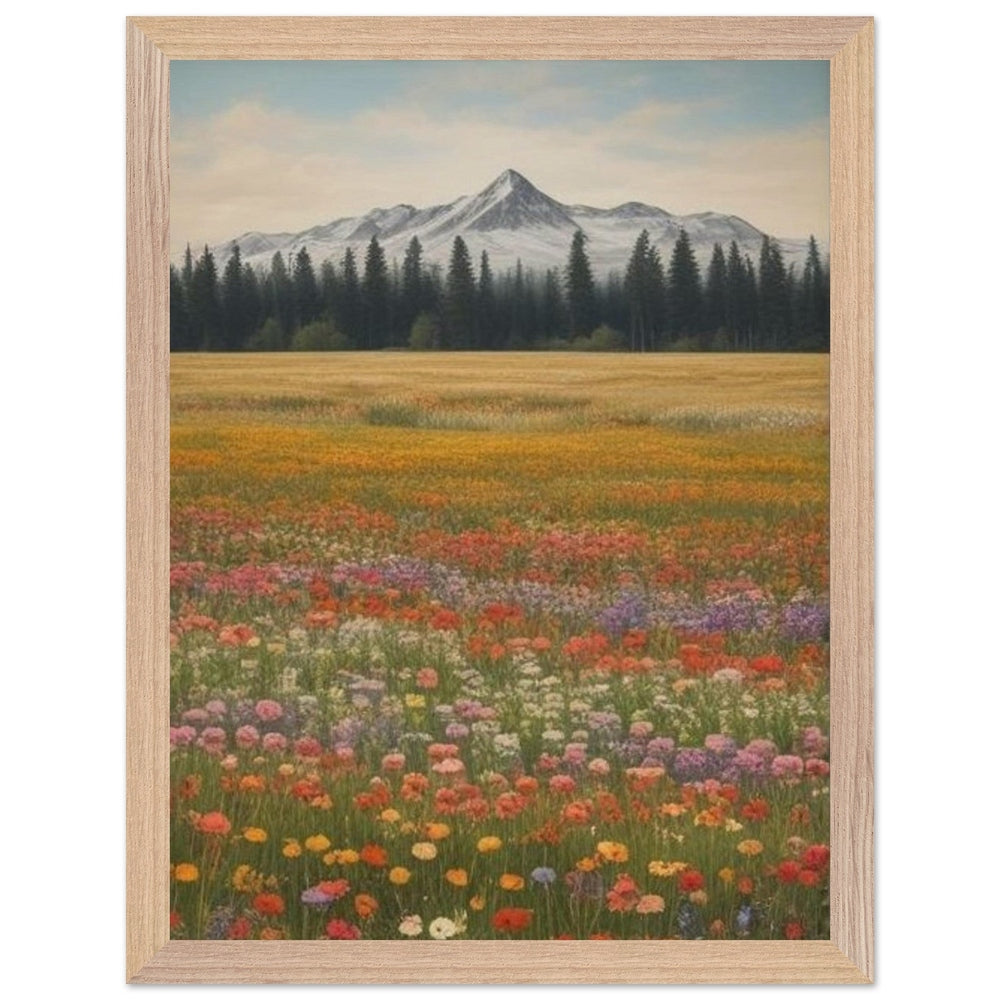 Wildflowers in a Field: Premium Wooden Framed Poster on Museum-Quality Matte Paper