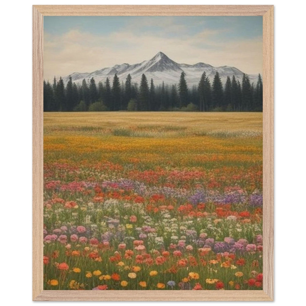 Wildflowers in a Field: Premium Wooden Framed Poster on Museum-Quality Matte Paper