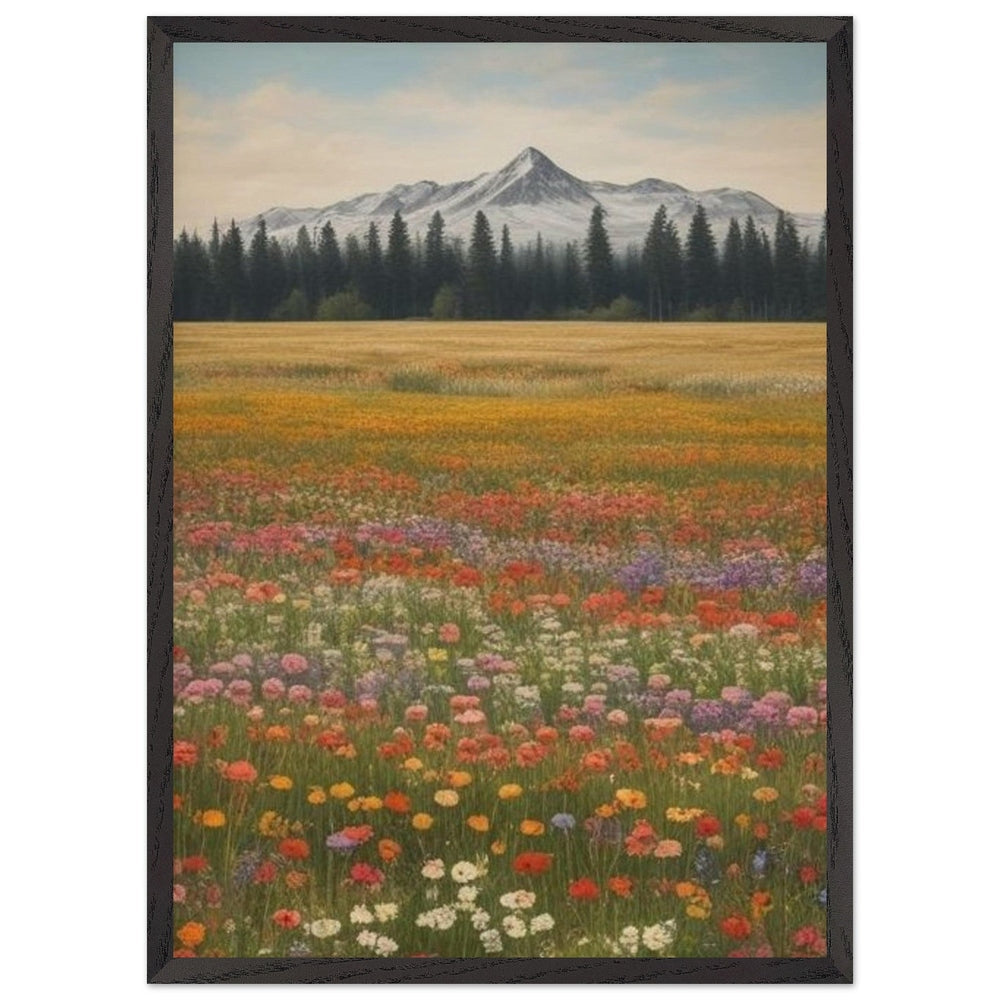 Wildflowers in a Field: Premium Wooden Framed Poster on Museum-Quality Matte Paper
