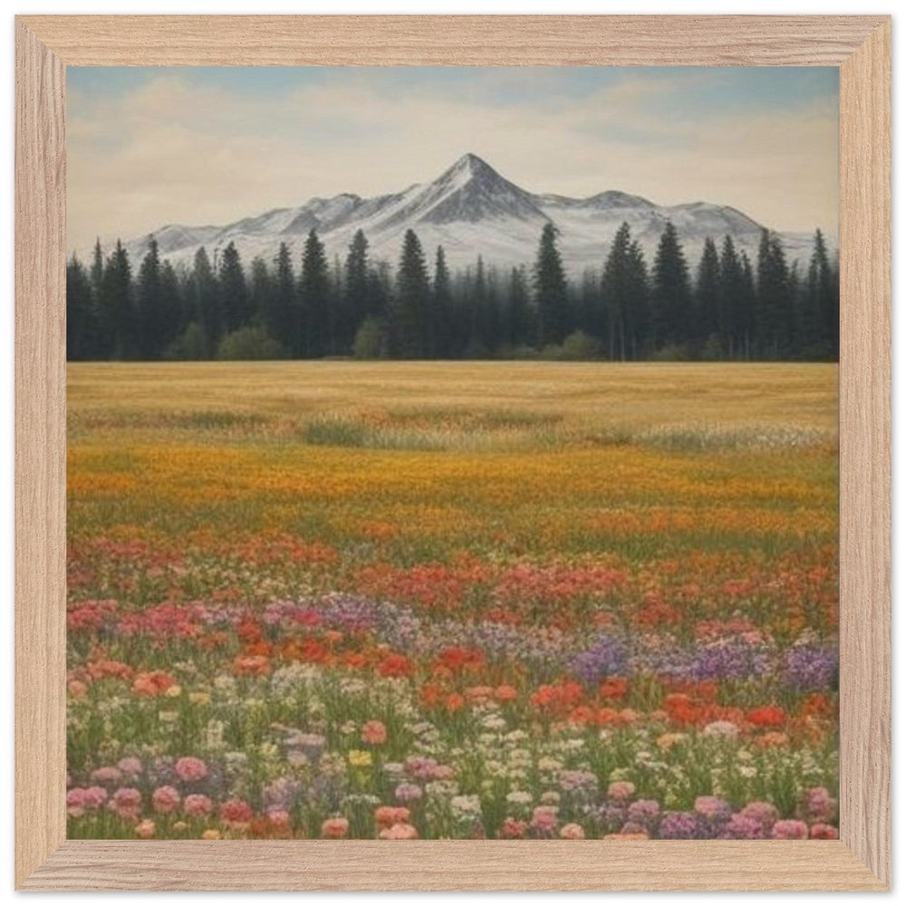 Wildflowers in a Field: Premium Wooden Framed Poster on Museum-Quality Matte Paper