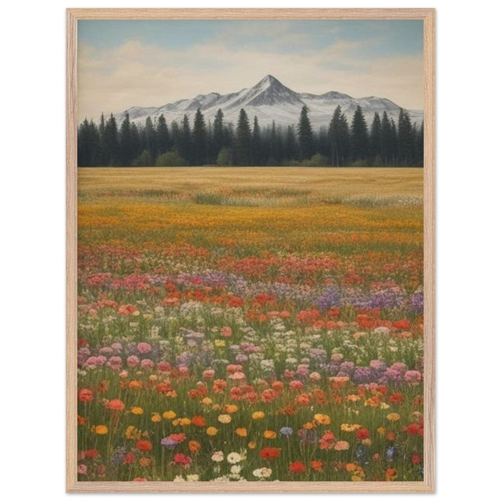 Wildflowers in a Field: Premium Wooden Framed Poster on Museum-Quality Matte Paper