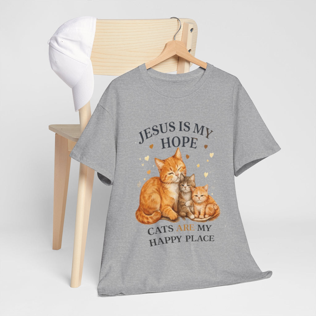 Gesù è la mia speranza i gatti sono il mio posto felice Maglietta