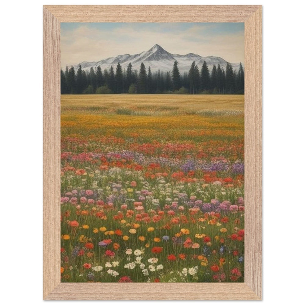 Wildflowers in a Field: Premium Wooden Framed Poster on Museum-Quality Matte Paper