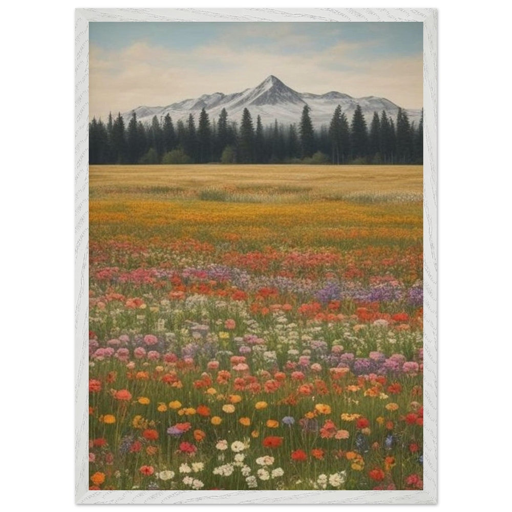 Wildflowers in a Field: Premium Wooden Framed Poster on Museum-Quality Matte Paper