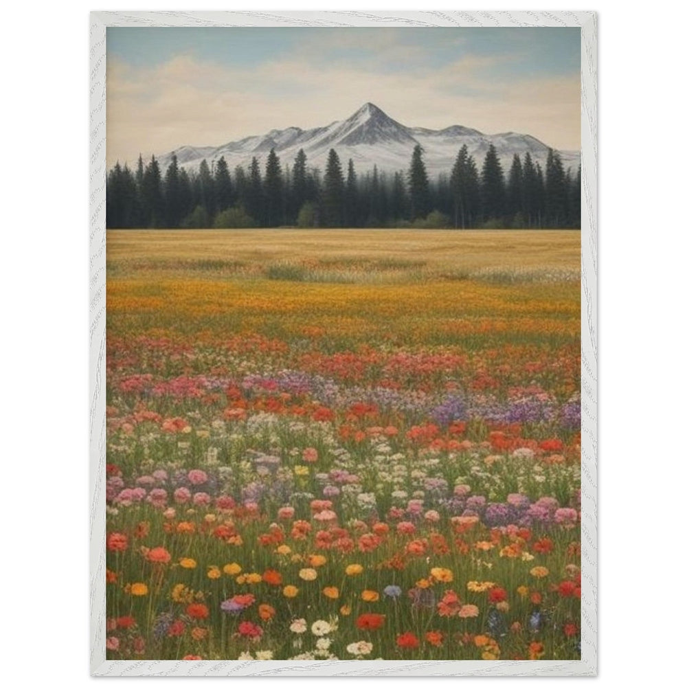 Wildflowers in a Field: Premium Wooden Framed Poster on Museum-Quality Matte Paper