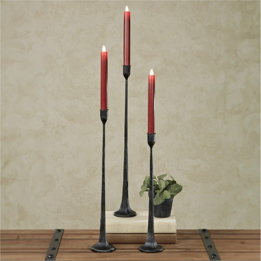 Tall Cast Iron Taper Candle Holders - Set of 3