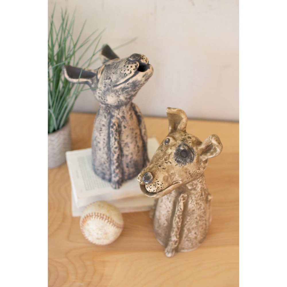 Set di 2 cani in terracotta che "cantano"