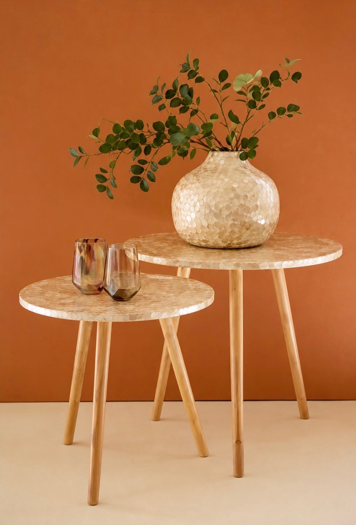 ✨ Set of 2 Capiz Shell Accent Tables ✨